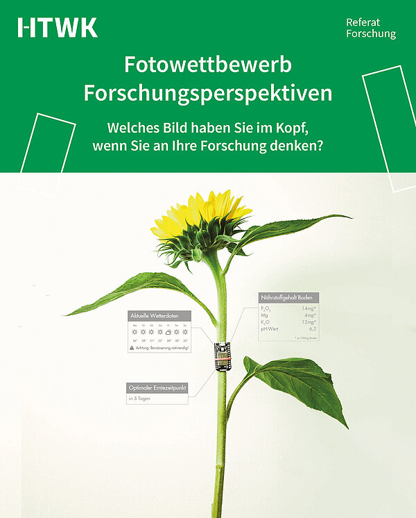 Plakat Fotomontage einer Sonnenblume mit Sensoren