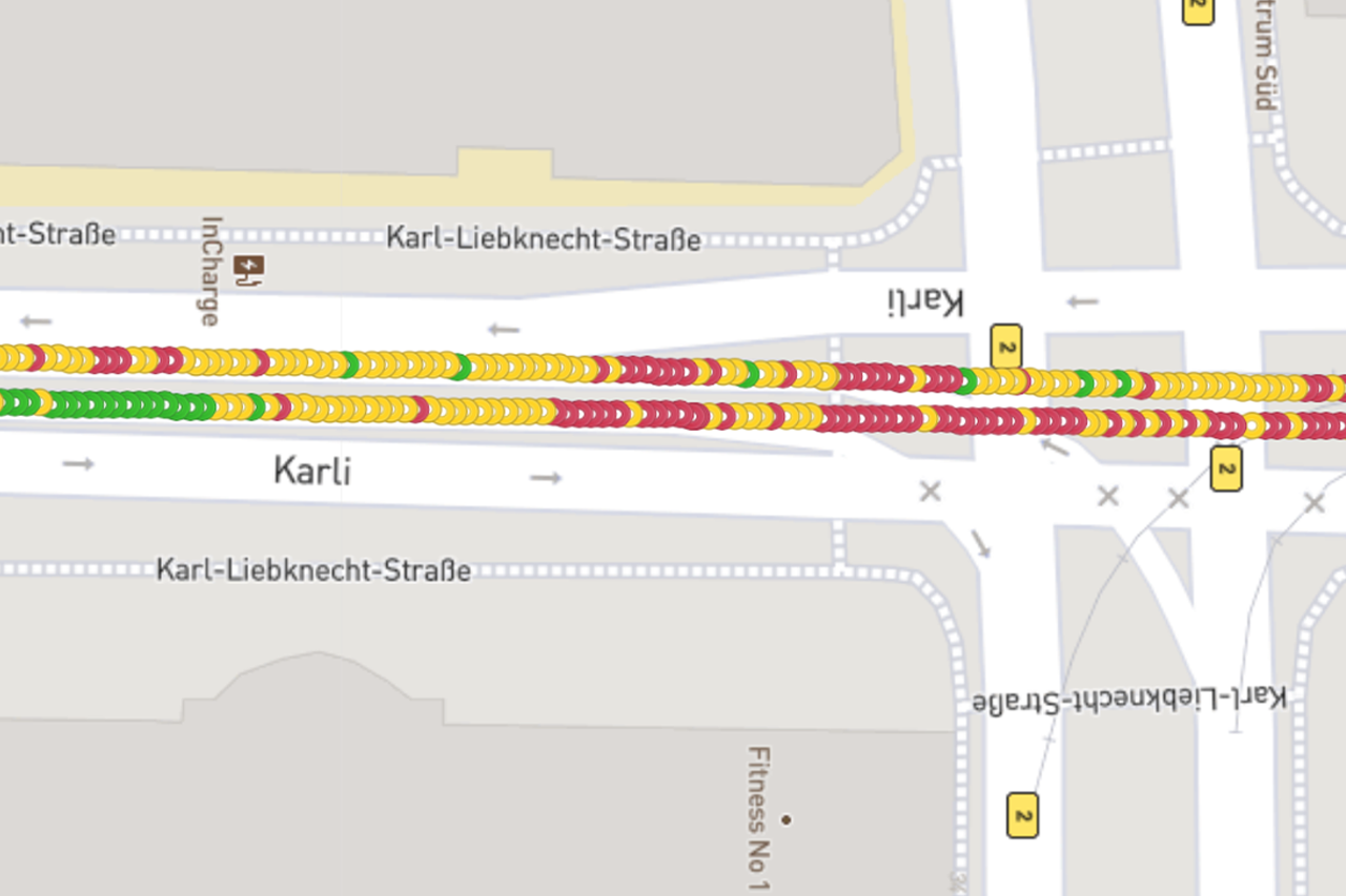Schwingungstechnische Vermessung der Straßenbahnschienen im Bereich der HTWK für die cloudbasierte Zustandsanalyse © HTWK Leipzig